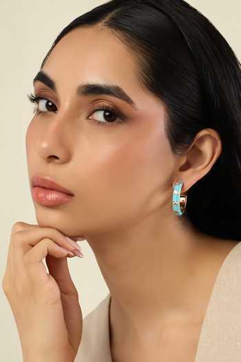 Buy_Isharya_Turquoise Crystals Serenity Huggies_Online_at_Aza_Fashions