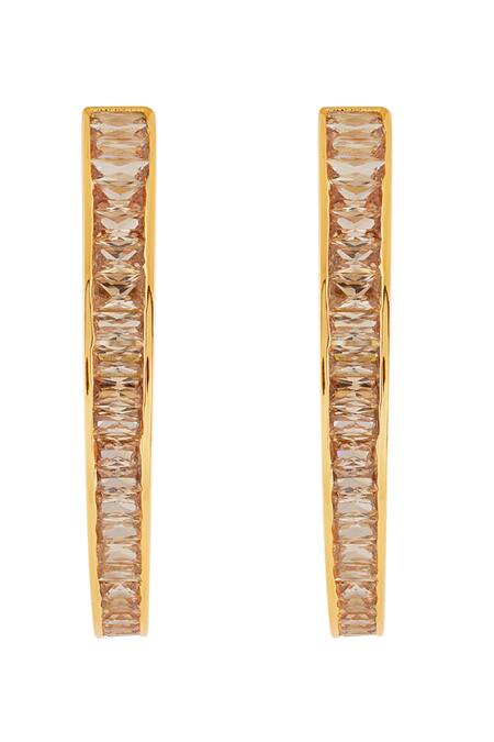 Isharya Gold Plated Crystals Solar Bloom Hoops Online at Aza Fashions Isharya_Gold Plated Crystals Solar Bloom Hoops _Online_at_Aza_Fashions