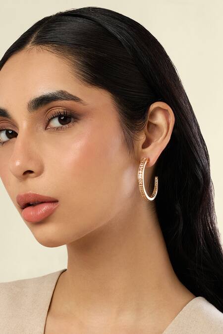 Shop Isharya Gold Plated Crystals Solar Bloom Hoops Online at Aza Fashions Shop_Isharya_Gold Plated Crystals Solar Bloom Hoops _Online_at_Aza_Fashions