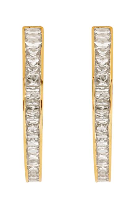 Isharya_Gold Plated Crystals Divine Radiance Hoop Earrings _Online_at_Aza_Fashions