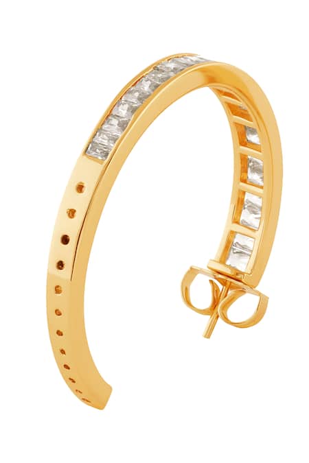 Buy_Isharya_Gold Plated Crystals Divine Radiance Hoop Earrings _Online_at_Aza_Fashions
