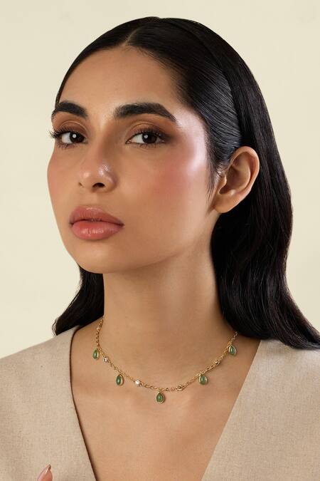 Shop Isharya Green Verdant Vision Necklace Online at Aza Fashions Shop_Isharya_Green Verdant Vision Necklace _Online_at_Aza_Fashions