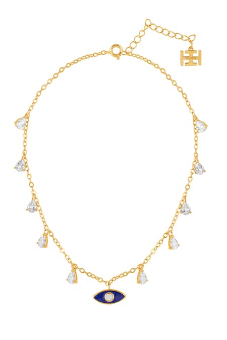 Shop Isharya Blue Evil Eye Energy Necklace at Aza Fashions Shop_Isharya_Blue Evil Eye Energy Necklace _at_Aza_Fashions