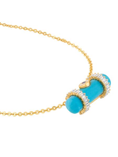 Isharya_Turquoise Pendant Necklace_Online_at_Aza_Fashions