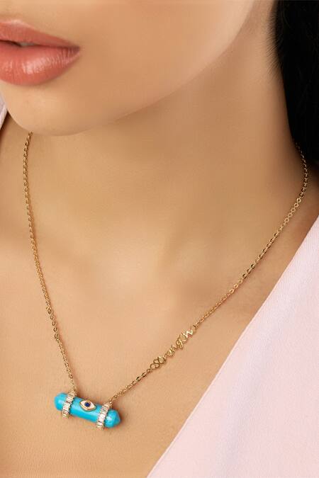 Shop_Isharya_Turquoise Pendant Necklace_Online_at_Aza_Fashions