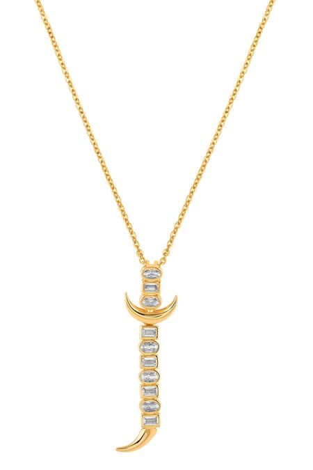 Buy Isharya Gold Plated Powerblade Pendant Necklace Online at Aza Fashions Buy_Isharya_Gold Plated Powerblade Pendant Necklace _Online_at_Aza_Fashions