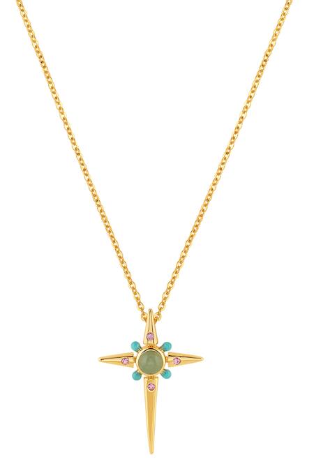 Buy_Isharya_Green Sacred Prism Necklace _Online_at_Aza_Fashions