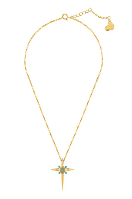 Shop_Isharya_Green Sacred Prism Necklace _at_Aza_Fashions