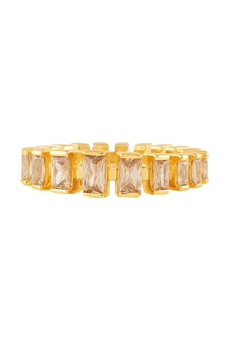 Isharya_Gold Plated Crystals Solar Flare Infinity Ring _Online_at_Aza_Fashions