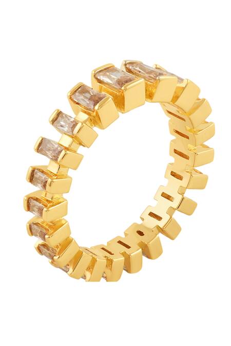 Shop_Isharya_Gold Plated Crystals Solar Flare Infinity Ring _at_Aza_Fashions