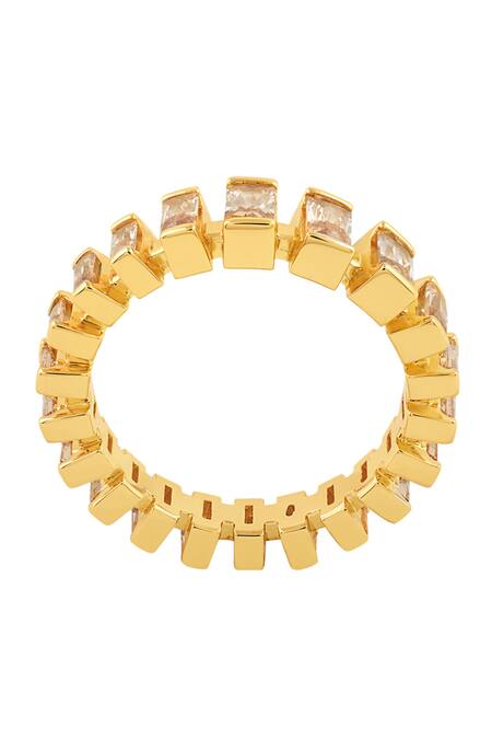 Buy_Isharya_Gold Plated Crystals Solar Flare Infinity Ring _Online_at_Aza_Fashions