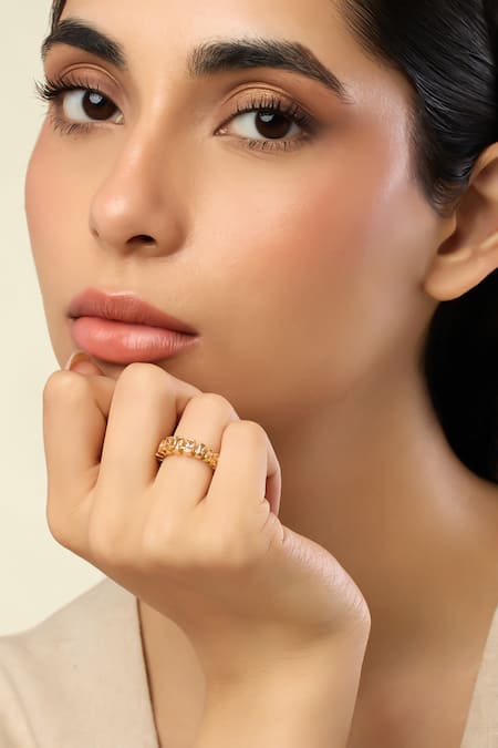 Isharya Gold Plated Crystals Solar Flare Infinity Ring 