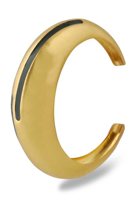 Varnika Arora Circlet Black Enamel Gold Bangle 