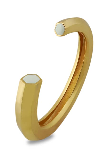 Varnika Arora Hexa White Enamel Gold Cuff 
