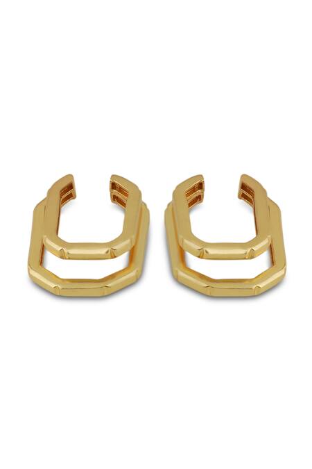 Varnika Arora_Gold Plated Ellipse Earrings _Online_at_Aza_Fashions