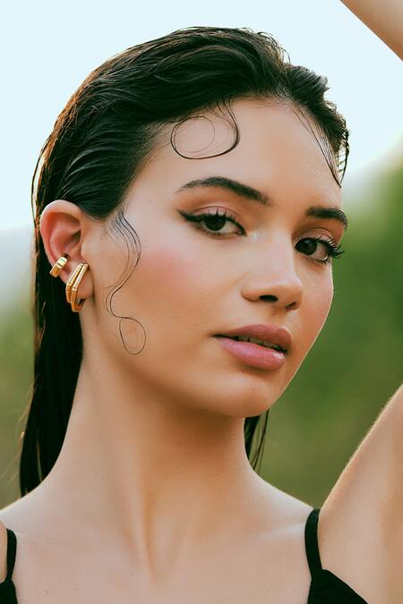 Buy_Varnika Arora_Gold Plated Nova Earrings _Online_at_Aza_Fashions