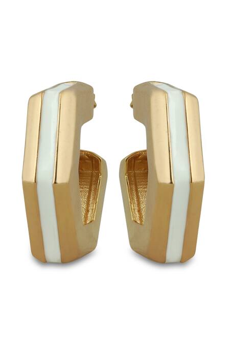 Buy Varnika Arora Gold Plated Helixa White Enamel Hoops Online at Aza Fashions Buy_Varnika Arora_Gold Plated Helixa White Enamel Hoops _Online_at_Aza_Fashions