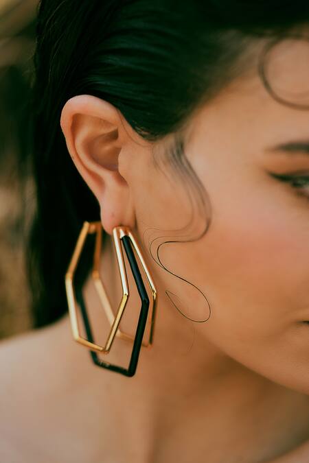 Buy_Varnika Arora_Gold Plated Xl Trio Hoops _Online_at_Aza_Fashions