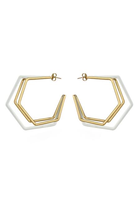 Varnika Arora_Gold Plated Xl Trio Hoops _Online_at_Aza_Fashions
