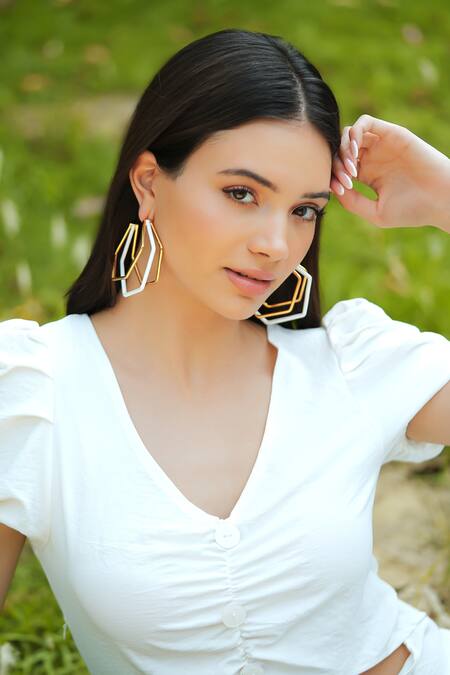 Buy_Varnika Arora_Gold Plated Xl Trio Hoops _Online_at_Aza_Fashions