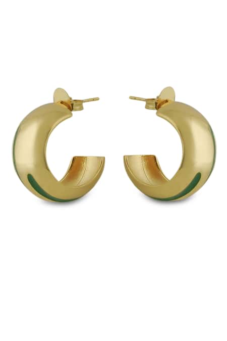 Varnika Arora Luna Green Enamel Gold Hoops 