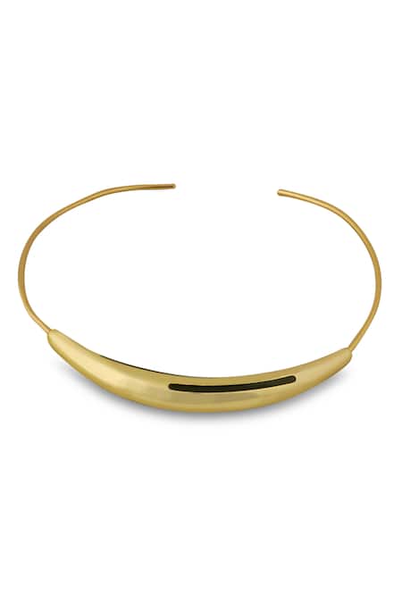 Varnika Arora_Gold Plated Aurelia Black Enamel Neckpiece _Online_at_Aza_Fashions