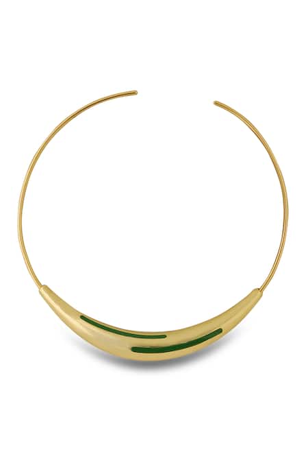 Varnika Arora Green Enamel Gold Plated Neckpiece 