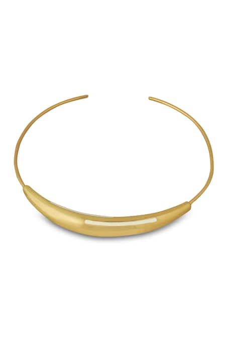 Varnika Arora_Gold Plated Aurelia White Enamel Neckpiece _Online_at_Aza_Fashions