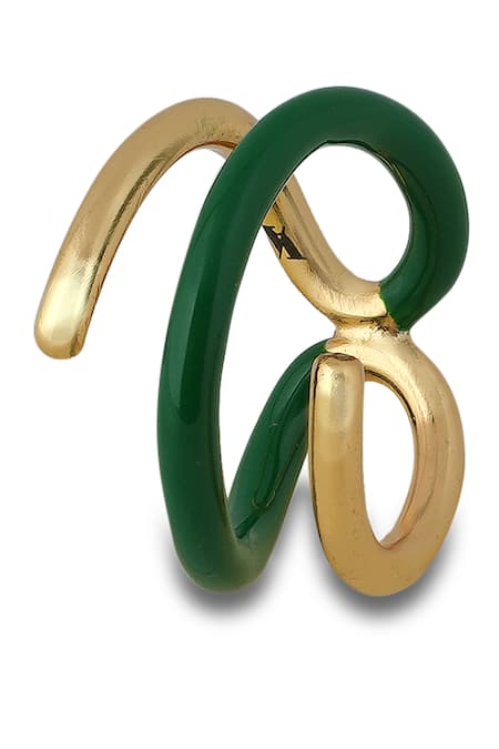 Varnika Arora Twistie 2-way Green Enamel Gold Ring 