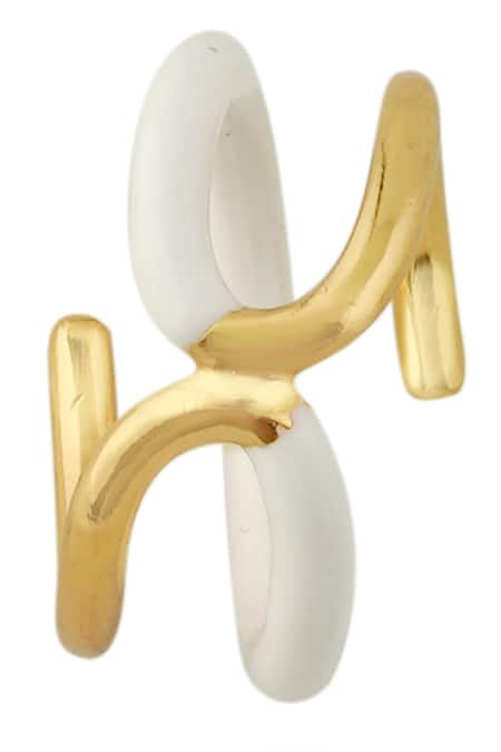 Varnika Arora_Gold Plated Twistie Ring _Online_at_Aza_Fashions