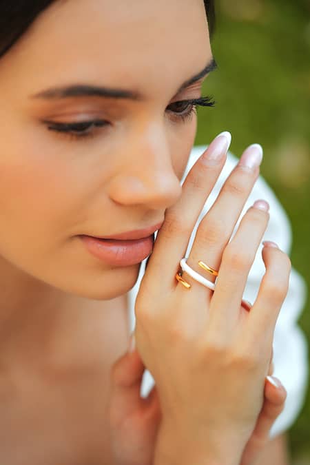 Buy_Varnika Arora_Gold Plated Twistie Ring _Online_at_Aza_Fashions