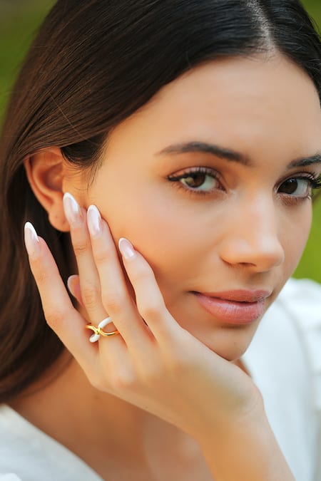 Shop_Varnika Arora_Gold Plated Twistie Ring _Online_at_Aza_Fashions