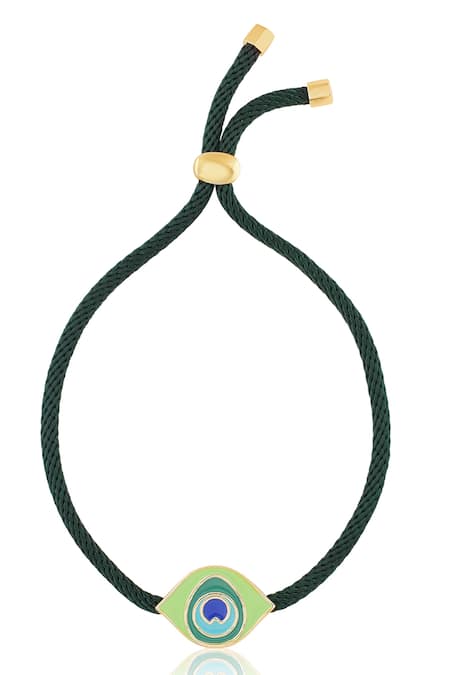 Shop_Isharya_Multi Color Embroidery Mayura Rakhi Bracelet _at_Aza_Fashions