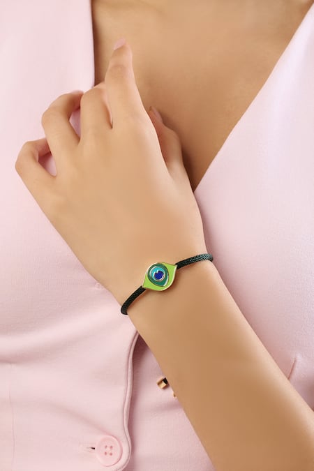 Isharya Multi Color Embroidery Mayura Rakhi Bracelet 