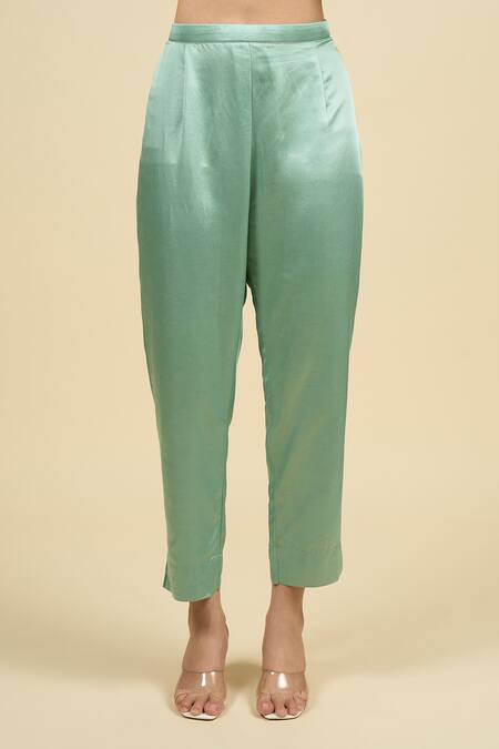 Prisho_Blue Embroidery, Gota Patti Round Neck Aqua Work Kurta Set _at_Aza_Fashions