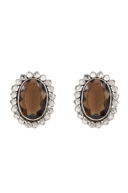Sangeeta Boochra Brown Imitation Gemstones Quartz Designer Earrings Online at Aza Fashions Sangeeta Boochra_Brown Imitation Gemstones Quartz Designer Earrings _Online_at_Aza_Fashions