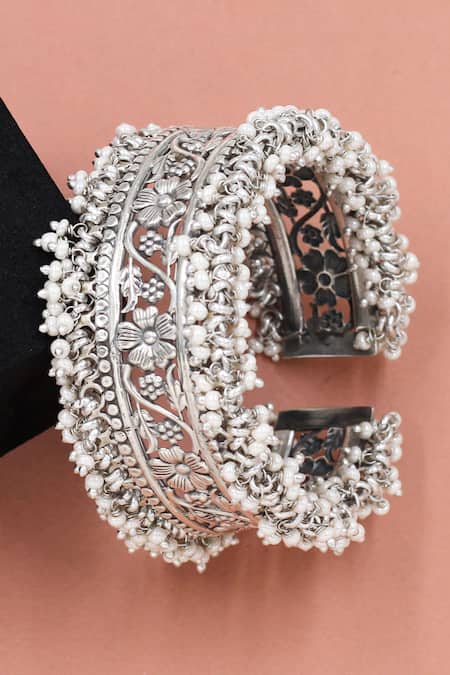 Sangeeta Boochra Silver Plated Beads Designer Handcrafted Bangle 