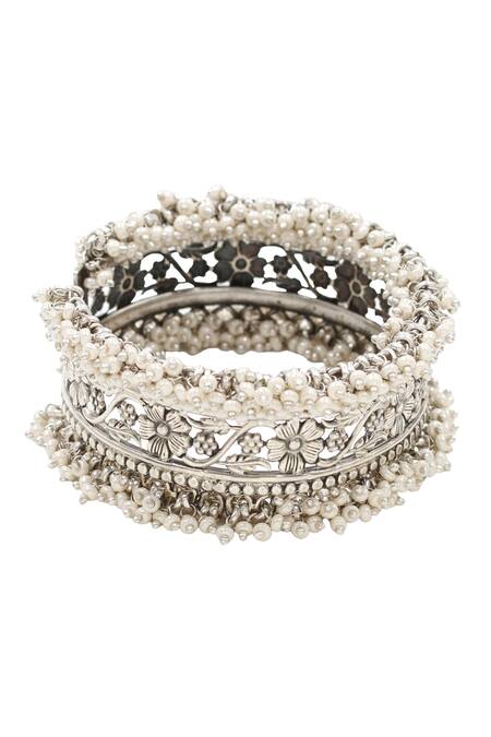 Sangeeta Boochra Silver Plated Beads Designer Handcrafted Bangle Online at Aza Fashions Sangeeta Boochra_Silver Plated Beads Designer Handcrafted Bangle _Online_at_Aza_Fashions