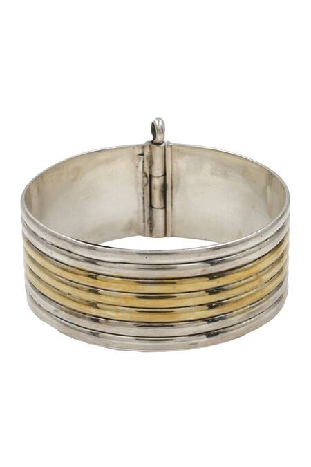 Buy_Sangeeta Boochra_Gold Plated Silver Bangle _Online_at_Aza_Fashions