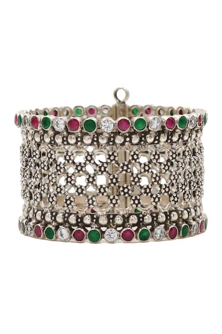 Sangeeta Boochra Kundan Silver Designer Bangle 
