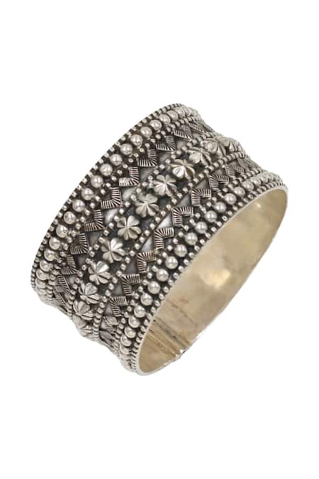 Sangeeta Boochra_Silver Plated Designer Handcrafted Bangle _Online_at_Aza_Fashions