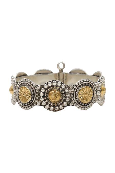 Buy_Sangeeta Boochra_Gold Plated Designer Silver Bangle _Online_at_Aza_Fashions
