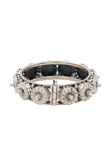 Buy_Sangeeta Boochra_Silver Plated Designer Bangle _Online_at_Aza_Fashions