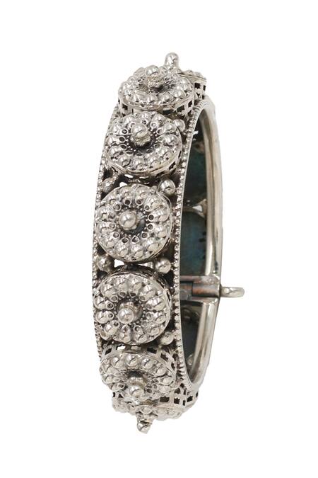 Shop_Sangeeta Boochra_Silver Plated Designer Bangle _Online_at_Aza_Fashions