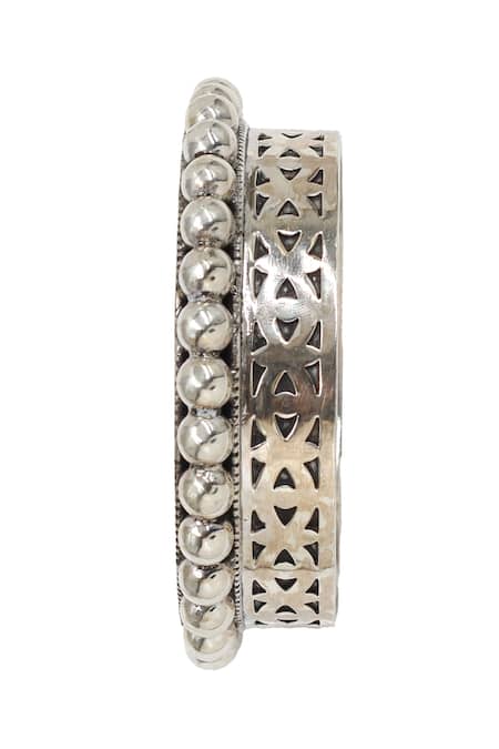 Buy_Sangeeta Boochra_Silver Plated Beads, Cut Work Designer Handcrafted Bangle _Online_at_Aza_Fashions