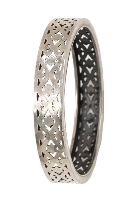 Buy_Sangeeta Boochra_Silver Plated Designer Bangle _Online_at_Aza_Fashions