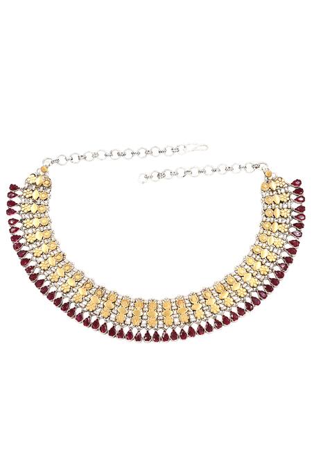 Sangeeta Boochra_Gold Plated Kundan Work Necklace _Online_at_Aza_Fashions