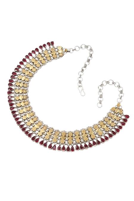 Buy_Sangeeta Boochra_Gold Plated Kundan Work Necklace _Online_at_Aza_Fashions