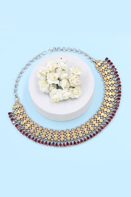 Sangeeta Boochra Kundan Work Gold Necklace 