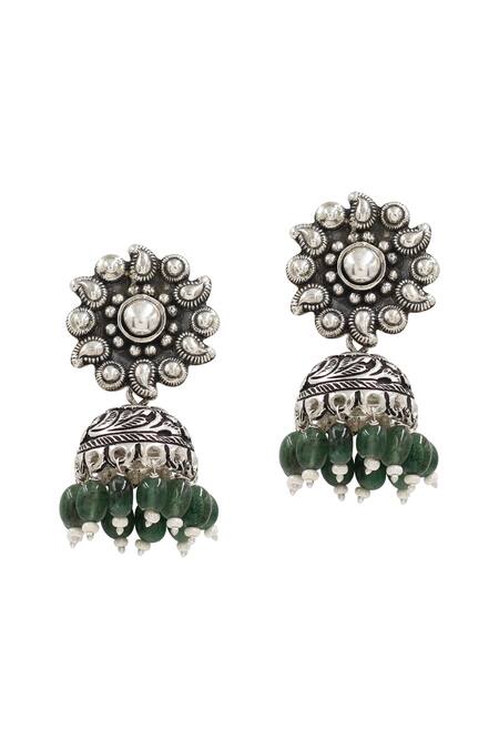 Sangeeta Boochra_Silver Plated Beads Designer Earrings _Online_at_Aza_Fashions